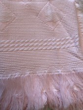 Baby Girl Christening Shawl / Cot Blanket / Pram Blanket. Pink Hearts Brand New 