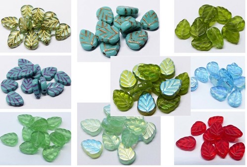 Czech glass leaf drop - czech,