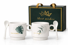 2x Ceramic Mug Set with Spoons