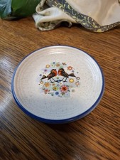 Purbeck Pottery Small Plate Bournemouth England Birds Flowers Pattern