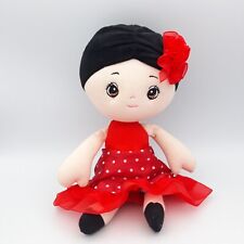 Aurora Spanish Flamenco Dancer Girl Rag Doll In Red Dress Soft Plush Toy