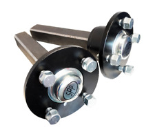 TRAILER STUB AXLES WITH 100MM PCD HUBS, SPP, HEAVY DUTY, WELD ON STYLE, DOLLY