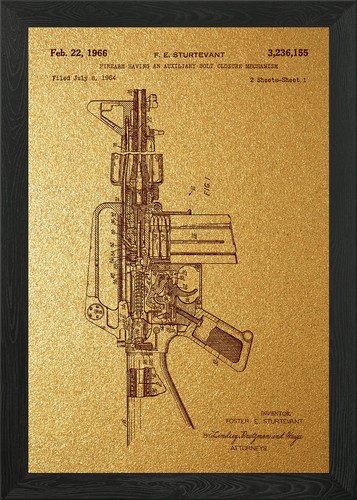 M16 rifle patent framed - m16,