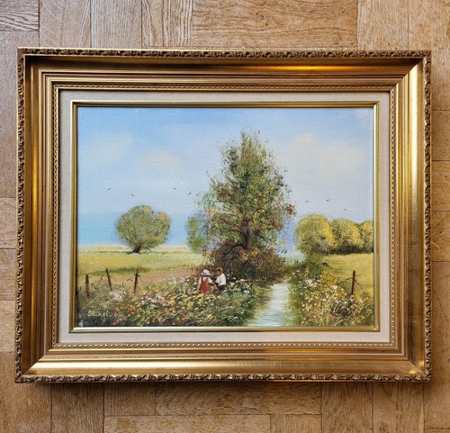 Vintage mid century oil - mid,