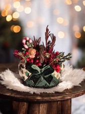 l2th Scale large Christmas Basket of Berries Dolls House Miniature Hand Made UK