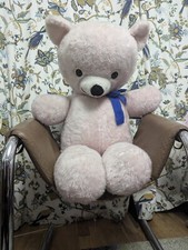 Tebro Teddy Bear X Large 108cm Late 1970s Early 80s Soft Plush Baby Pink