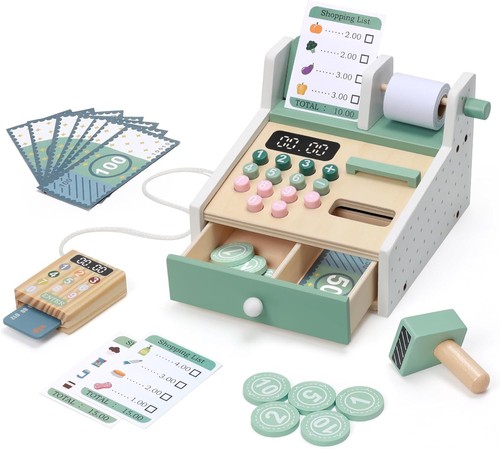 Kids toy cash register wooden - toy,