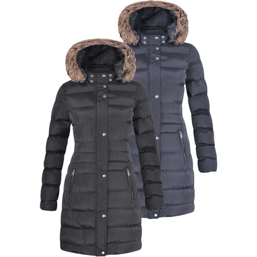 Womens long fur trimmed hooded - long,
