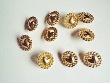 10 HEART DESIGN VALENTINE GOLD COLOUR DRESS COAT BLAZER CRAFT BUTTONS 20mm 
