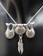 Vintage Signed Glenn Sandoval Navajo 1960 Silver Wedding Jugs unity Vase Brooch