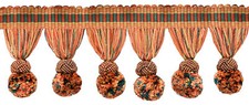 Pompom Tassel Fringe Trim with Woven Gimp header, Color# VL02 [Sold By The Yard]