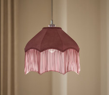 M&S Fringed Pink Velvet Lamp