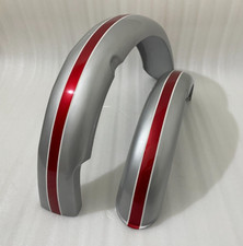 Fit For TRIUMPH T120 FRONT & REAR MUDGUARDS SET SILVER & CHERRY PAINTED STEEL