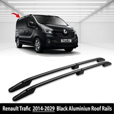 FITS RENAULT TRAFIC 2014+ SWB BLACK ALUMINIUM ROOF BARS RAILS RACK VAN NO DRILL