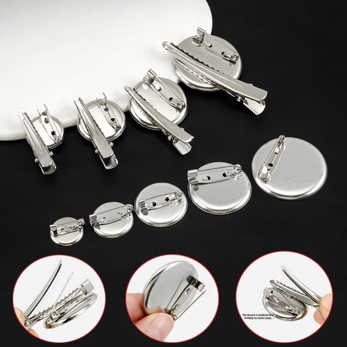 Metal round brooch - pins, safety