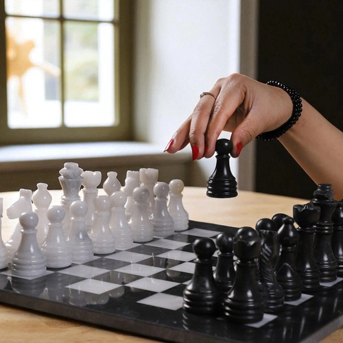 Marble chess set black - chess,
