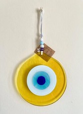Yellow Evil Eye, Fused Glass