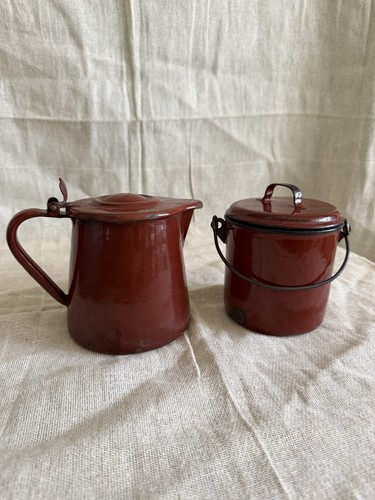 Vintage french enamelware milk - french,