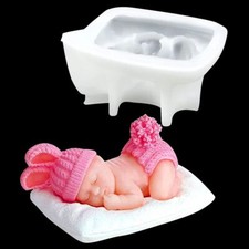 Silicone 3D Sleeping Baby Mould Soap Chocolate Cake Topper Fondant Melt Tools