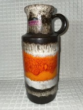 Scheurich 401-20 Lava Orange 8" Ceramic Pottery Vase Vintage 70s West German