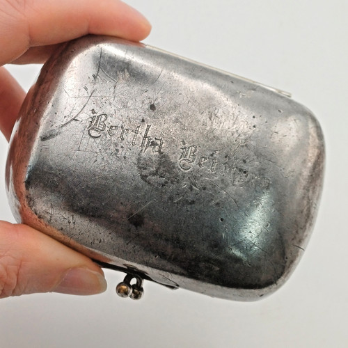 Antique silver plate purse - plate,
