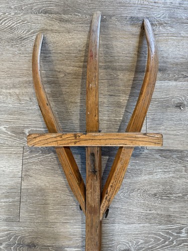 Antique oak wooden - oak, pitchfork/
