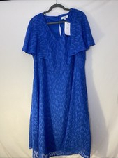 Joanna Hope Cobalt Sleeve Wedding Party Animal Burnout Midi Dress Blue Size 20