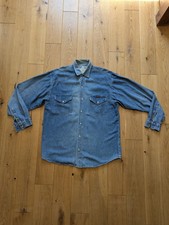 Wrangler Denim Shirt Vintage 1990s Cowboy Shirt Mens Size XL