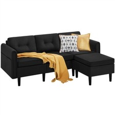 3 Seater Corner Sofa Versatile L-Shaped Fabric Sofa?with Detachable Ottoman