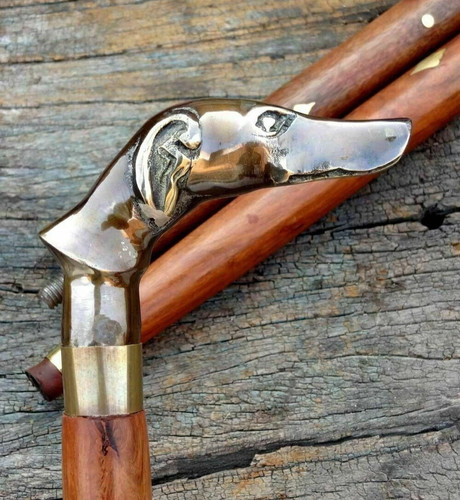 Victorian brass dog handle - brass,