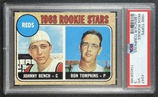 JOHNNY BENCH RON TOMPKINS PSA 3 1968 TOPPS BASEBALL #247 ROOKIE STARS RC 165