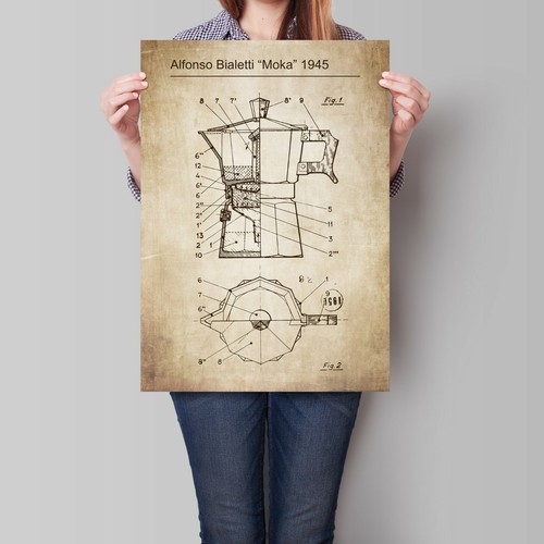 Coffee maker poster patent - poster,