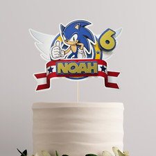Sonic The Hedgehog Cake Topper  - 3D Topper - Personalised Age And Name