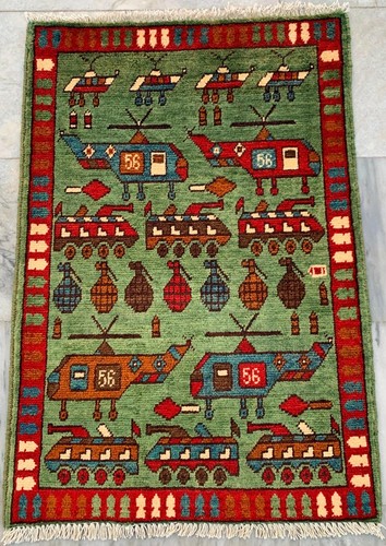 2x3 afghan war rug handmade - 2x3,