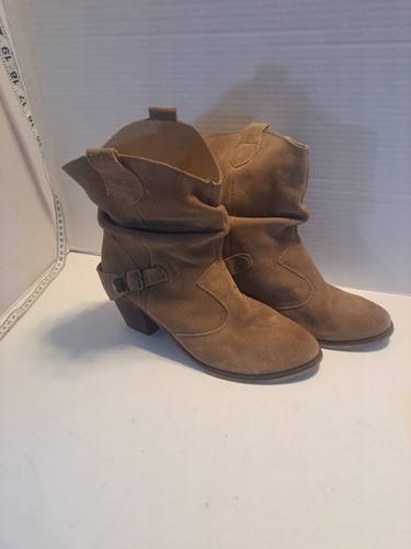 Women tan leather boots - ,