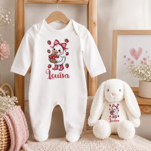 Personalised duck sleepsuit - personalised, &