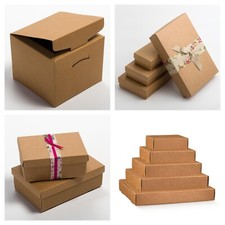 Rustic Kraft Rectangular Gift Box and Lid Wedding Christmas Gift