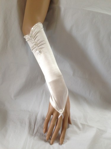 Elbow length satin fingerless - length,