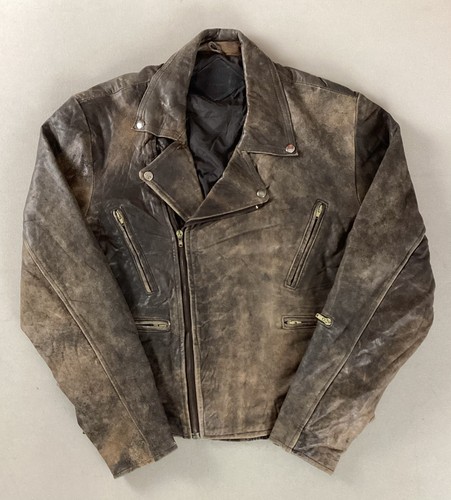 Vintage leather biker jacket - leather,