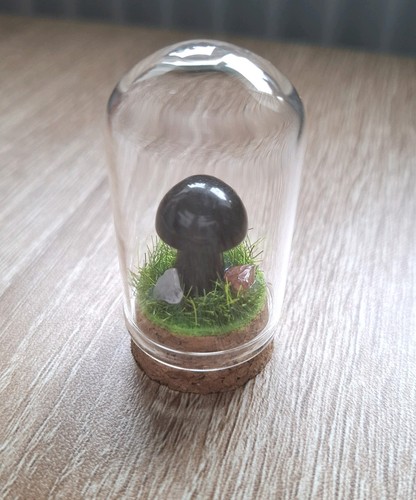 Obsidian mini crystal mushroom - obsidian,