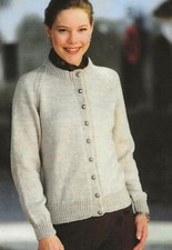  Ladies Classic Easy Knit Cardigan Knitting Pattern 4ply DK Aran Chunky 32-46" 