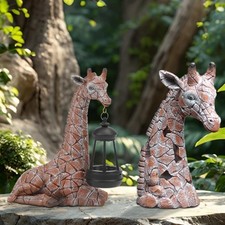 Giraffe Garden Statue with Solar Lantern Ornament Giraffe Decor Decorative