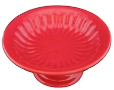 VTG Italian Footed Cake Stand Red Enamel Ceramic 5"W X 4"H