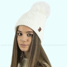 LADIES ROCKJOCK WARM CHUNKY DIAMOND CABLE KNIT HAT WITH COSY LINER AND DETACHABL