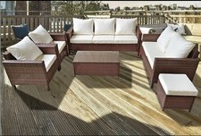 6-PIECE GREENWICH RATTAN SET, 8 SEATER - GARDEN FURNITURE -BROWN