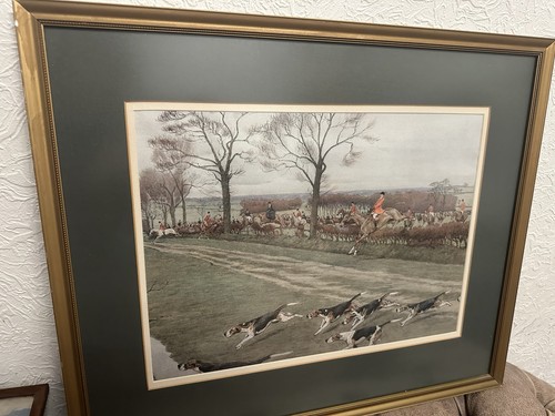 Vintage framed hunting - vintage,