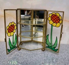 Glass Brass Mirror Curio