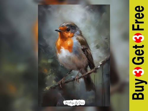 Realistic perched robin - realistic, robin,