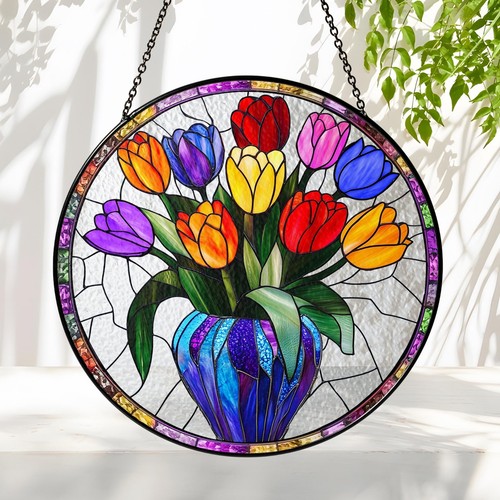 Colorful tulips stained - colorful,