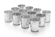 Set of 12 Mercury Glass Votive Candle Tealight Holders Ideal for Wedding Decor